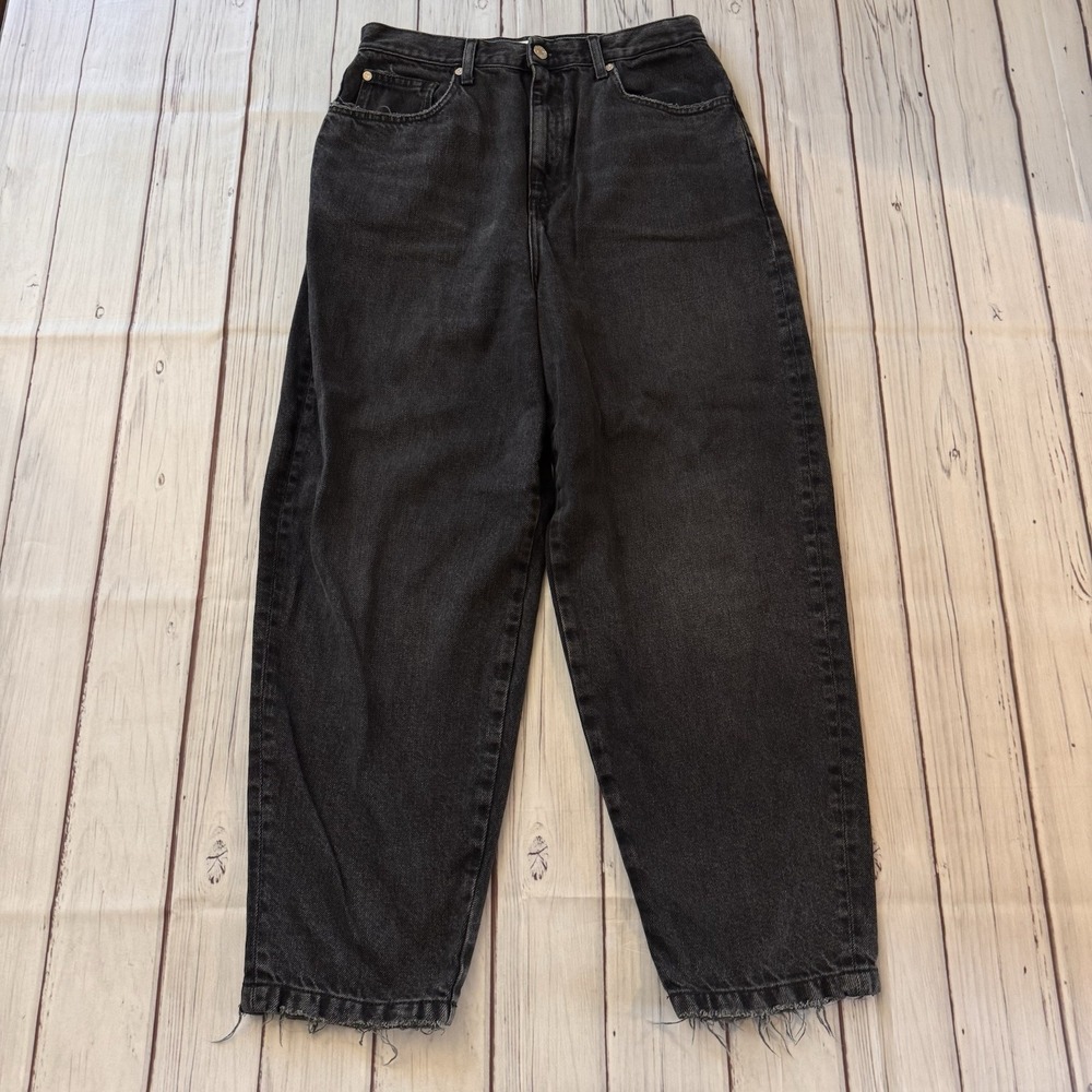 SANDRO Paris Size 40 Black Straight Leg Jeans Inseam 26" Relaxed Women's